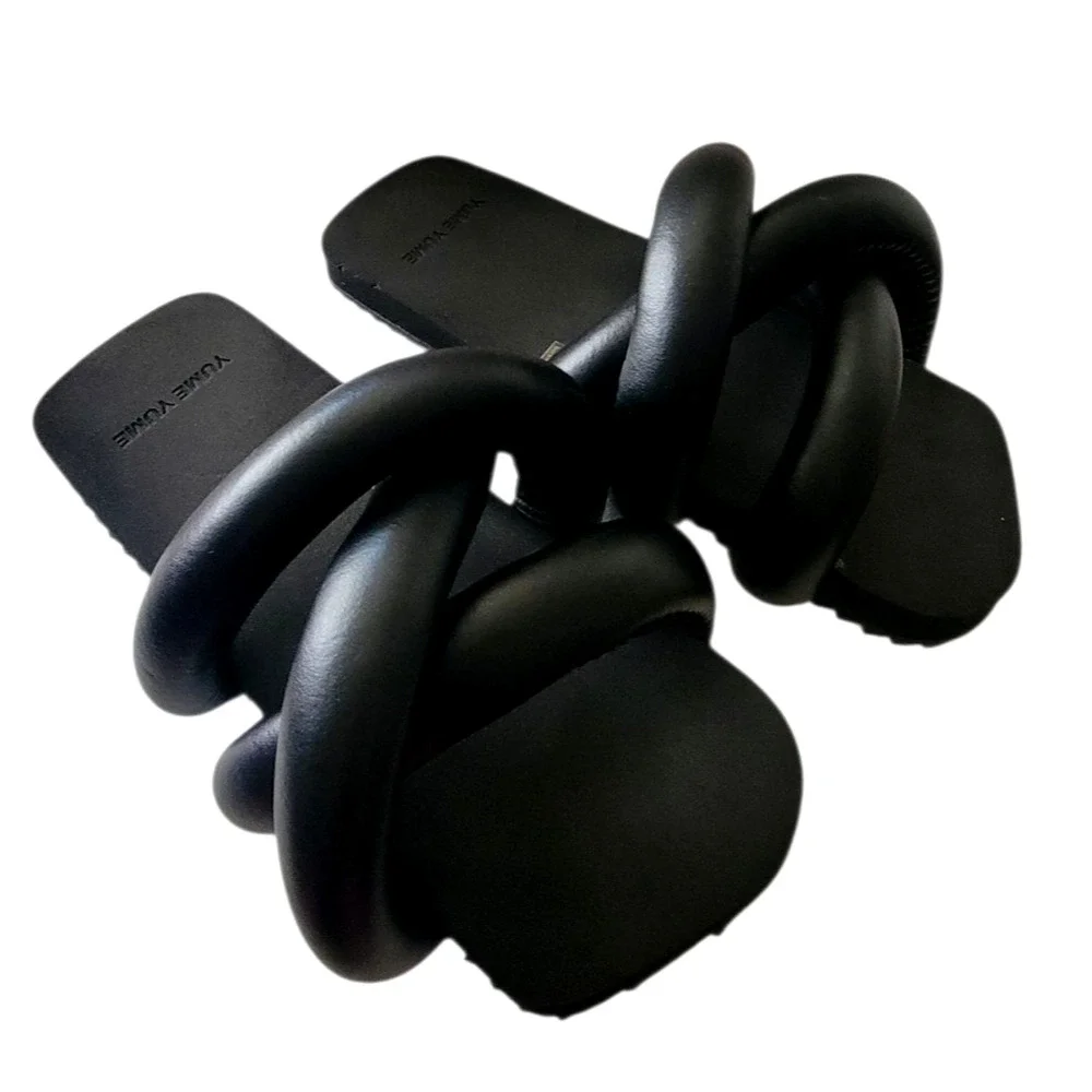 Yume Yume Tyre Slide Sandals Black Leather Size 42 / US 9